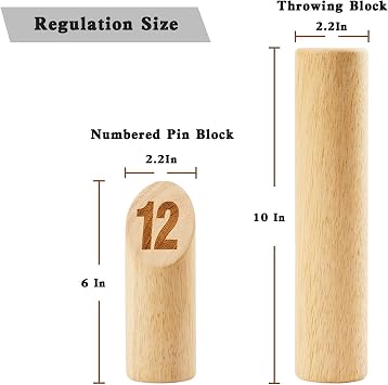 OLSA Wooden Throwing Game Set, Numbered Block Tossing Game with Scoreboard & Carry Bag-Outdoor Backyard Game for Adults, Floor Games for Lawn Beach Park and More