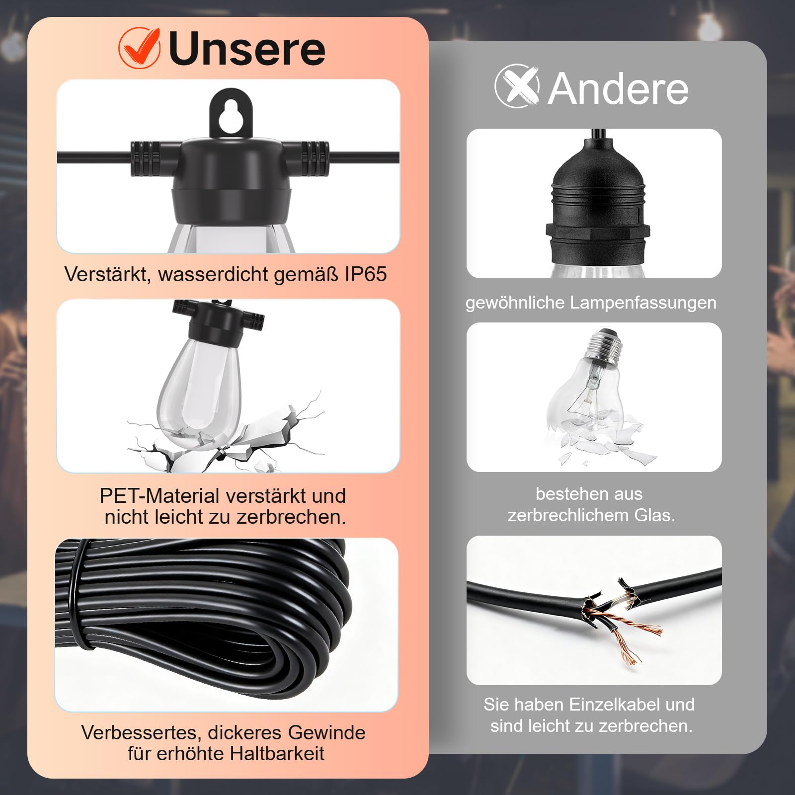 Guirlande lumineuse de 15 m pour l'extérieur/l'intérieur, réglable, RGB, plus de 1000 modes pour les fêtes, terrasses, brasseries en plein air, pavillons, balcons, jardins, Halloween, Noël (APP)