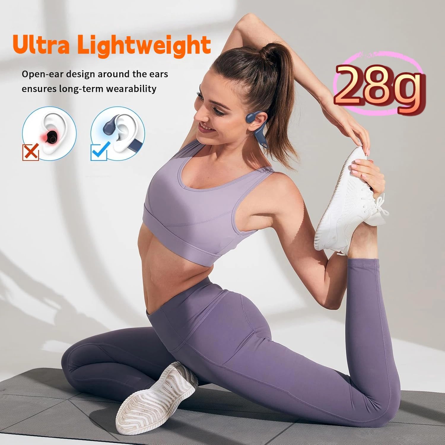 2026 Upgrade Bone Conduction Headphones-SwimBeats, IP68 Waterproof Swimming Headphones| 32GB Storage| BT 6.0| 28g Lightweight| 8H Battery, Open-Ear Headphones for Swimming, Running, Cycling(Blue)