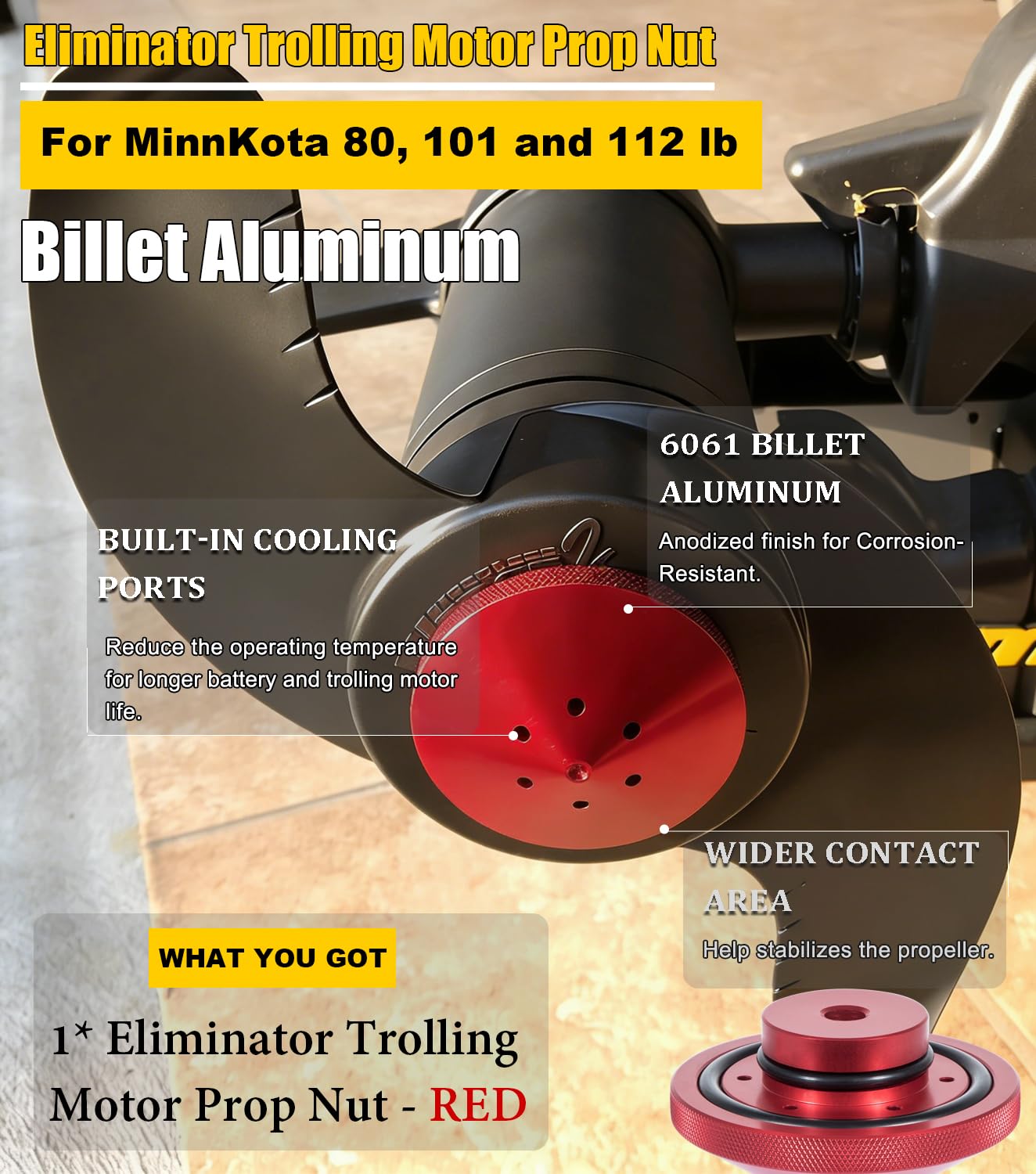 Eliminator Trolling Motor Stützmutter Custom Fit für MinnKota 80, 101 und 50,8 kg Modelle