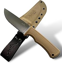 SK Wild Ones® Outdoor Messer Survival - Jagdmesser Feststehende Klinge - Survival Messer Outdoor Echtleder Kydex Dangler - EDC-Messer Outdoormesser Feststehend - Aus 440 C Edelstahl - Braun - Bragi