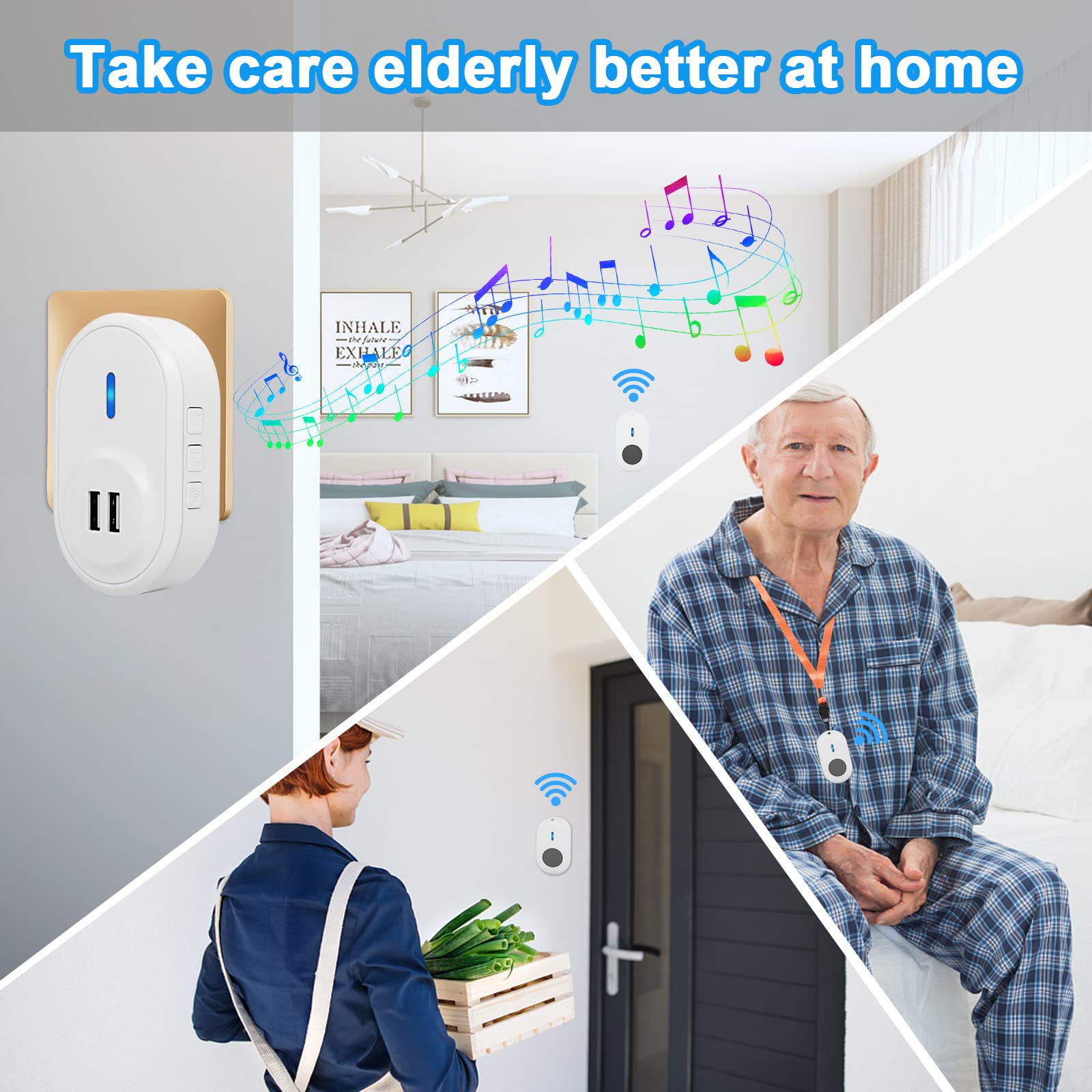Smart Call Button Snapklik.com : DAYTECH Wireless Caregiver Pager SOS Smart Call Button ...