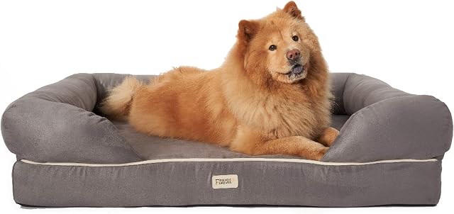 SCM Orthopedic Dog Bed Lounge Sofa - 100% Suede Removable Cover - 10cm Mattress Memory Foam Premium Prestige Edition - Ultimate Dog Bed for Large Dogs