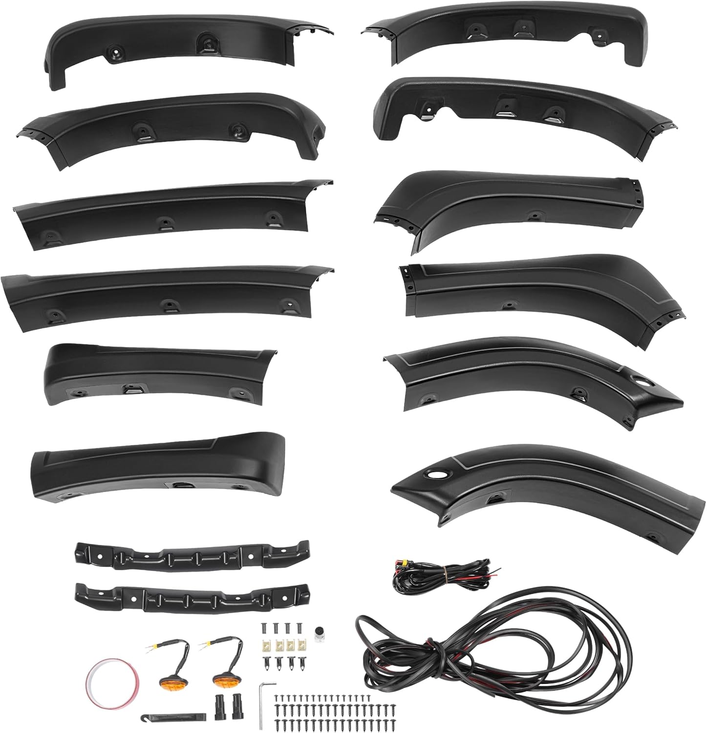 ALMULOO Fender Flares Set Compatible with 2014-2021 Toyota Tundra Front & Rear Wheel Eyebrow 4PCS Fender Trim w/Light Black Textured Plastic(PP) Wheel Flares
