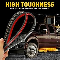 Vista 5 de Tira de luz LED para estribo de camión de 60 pulgadas, señal de giro ámbar secuencial DRL y luz blanca de cortesía, 288 LED, impermeable, flexible