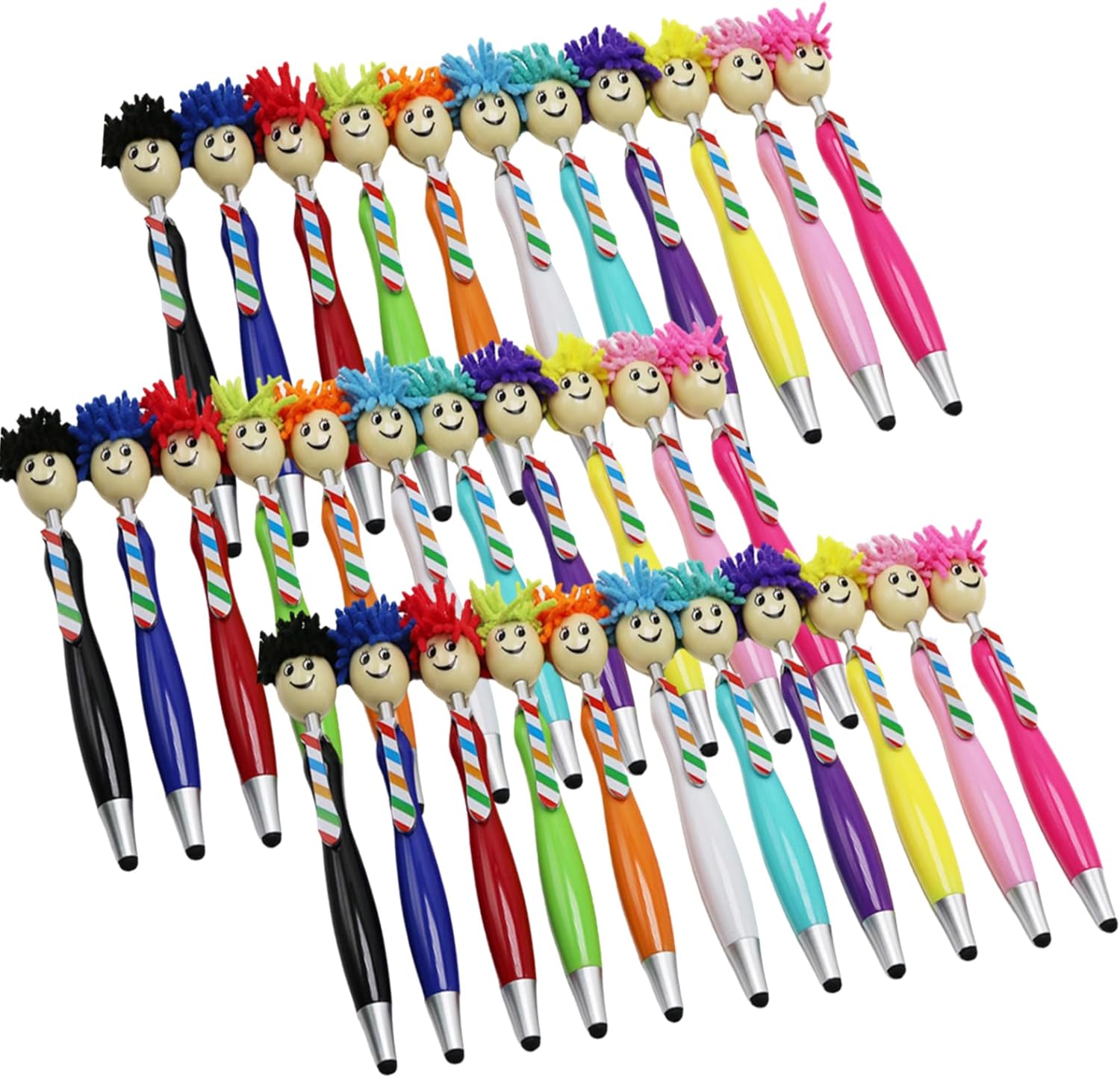 Arthink Pack of 20 Mop Head Ballpoint Pens, Funny Mop Topper Pens with Plush Hair,Writing Click Pen Portable Cute Cartoon Multi-function Signing Pen,Suitable for Office Schools