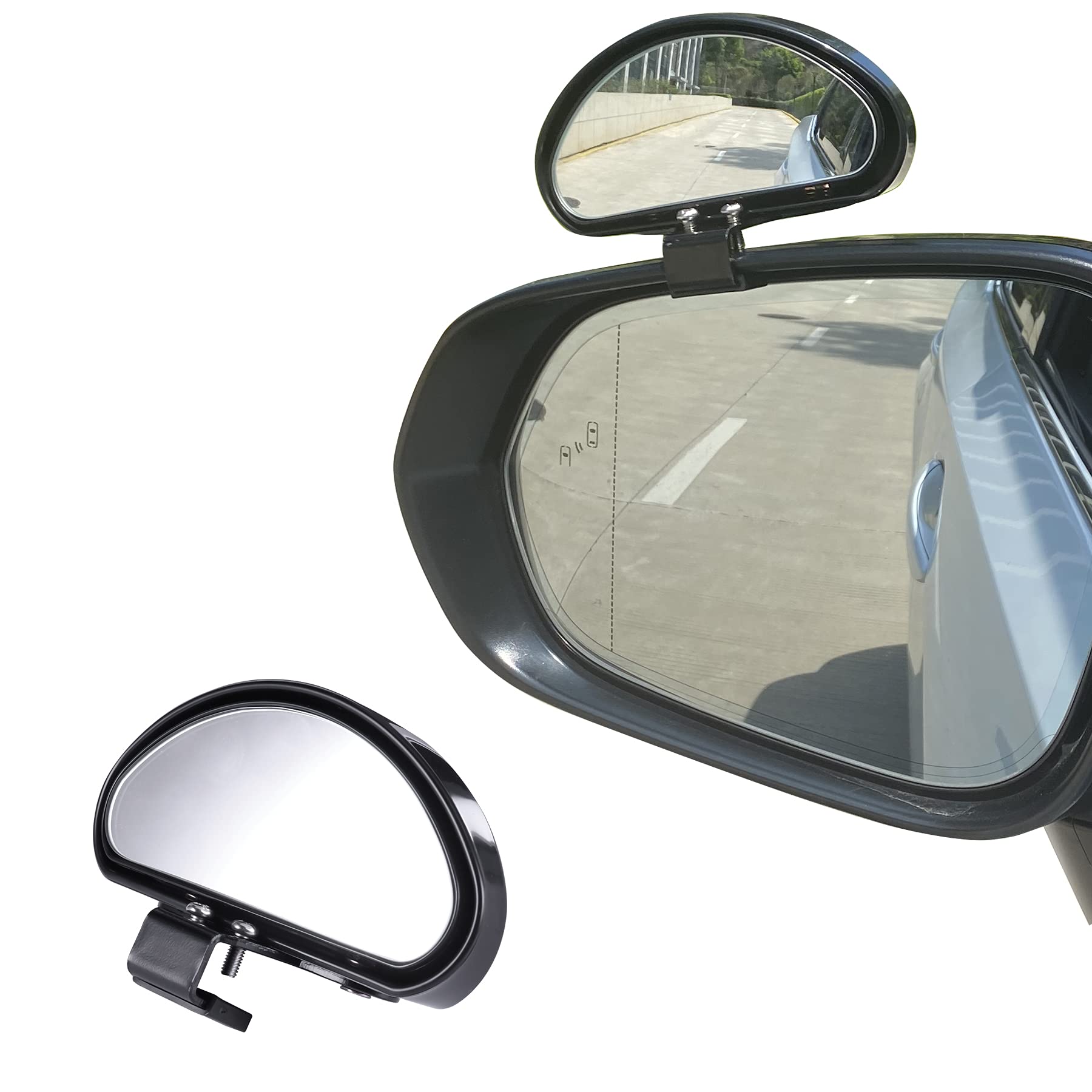 LivTee Mounted Blind Spot Mirrors, Universal Adjustable Car Rearview Auxiliary Mirror HD Glass Wide Angle Side Rearview Mirror, Black