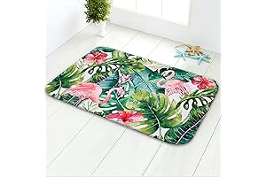 LIVILAN Green Bathroom Rug: Tropical Oasis for Your Bathroom