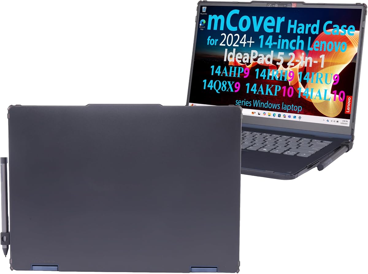 mCover case ONLY Compatible for 2024+ 14-inch Lenovo IdeaPad 5 2-in-1 14IAL10 / 14AKP10 / 14AHP9 / 14IRU9 / 14IRH9 / 14Q8X9 Series Windows Notebook PC(NOT Fitting Any Other Models)- Black