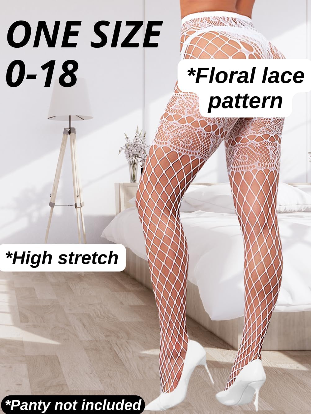 Sexy Wide Fishnet Tights, Floral Lace Garter Stockings For Women, Fishnets Fish Net Fits 0-18 - Image 3