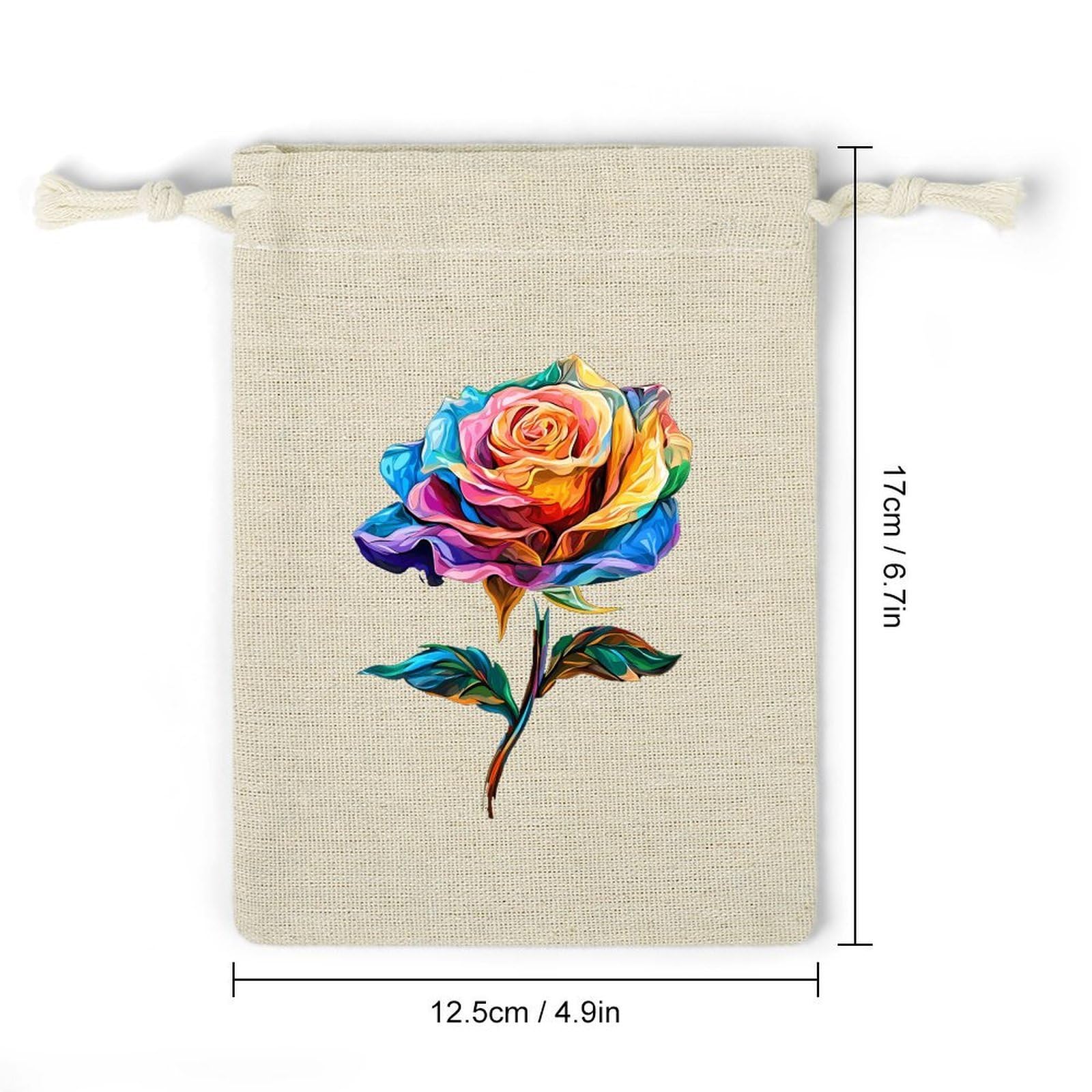 Colorful Satin Glossy Roses 8 Pack Small Gift Bags Cotton And Linen Drawstring Pockets Sachet Bag for Party Home Supplies
