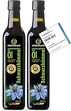 Kräuterland Black Cumin Oil 2 x 500 ml (1 Litre), Unfiltered, Gently Cold Pressed - Rich in Thymochinone (Thymoquinone) - Freshness Guarantee: Daily Mill Fresh Direct from our Hessian Oil Mill