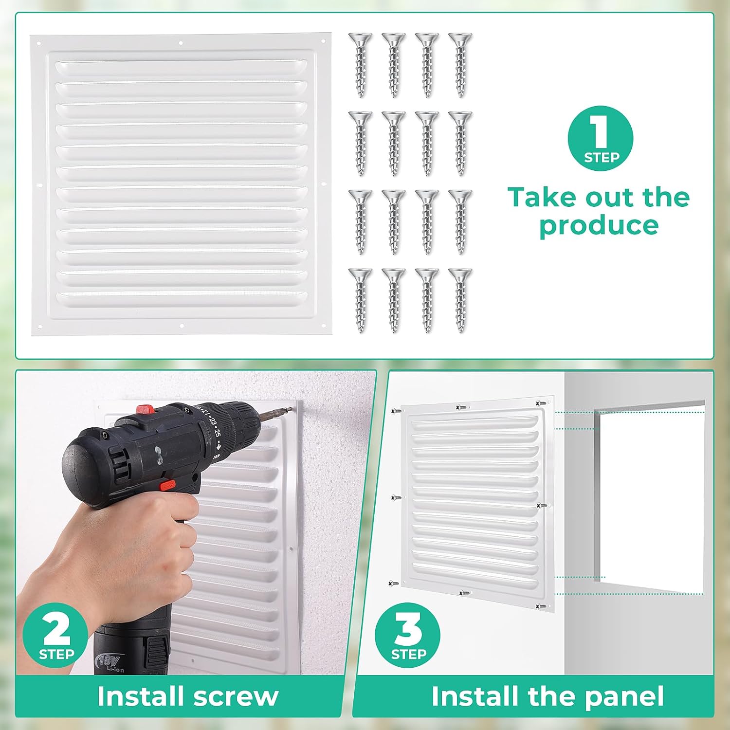 2pcs Attic Vents Gable Vents Aluminum Wall Vent Metal Shed Vent with Screen Mesh Square Vent Louver Vent Grille for Exterior Door House Attic Garage Ceiling (White,10 x 10 Inch)