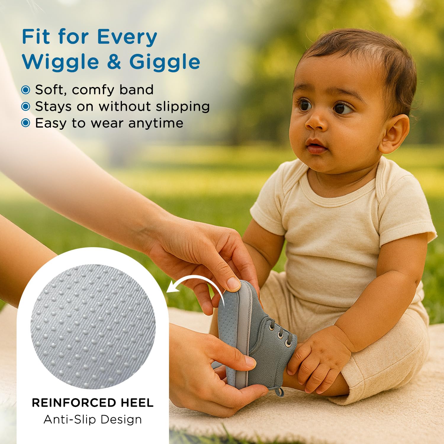 Mee Mee Soft Adorable Baby Booties 0-12 Months – Cotton Slip-On Infant Shoes (Grey) - Image 3 thumbnail