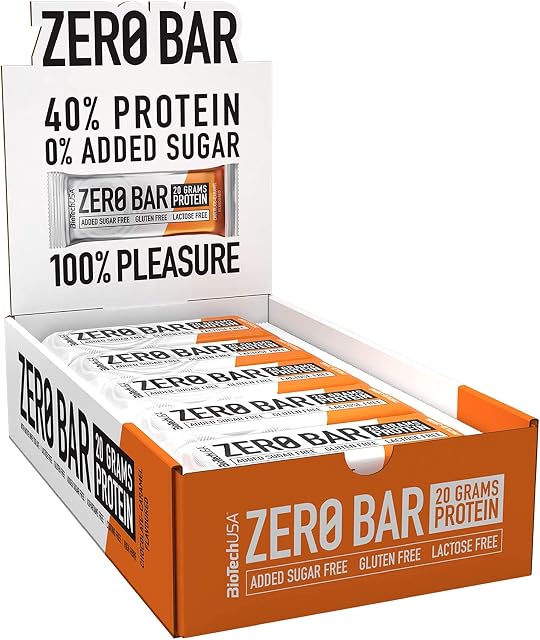 BioTechUSA Zero Bar Przekąska białkowa - O niskiej zawartości cukru i bez laktozy | Chrupiąca konsystencja | Pyszne smaki | Idealne do diety i treningów, 20 * 50 g, Czekoladowo-Karmelowy