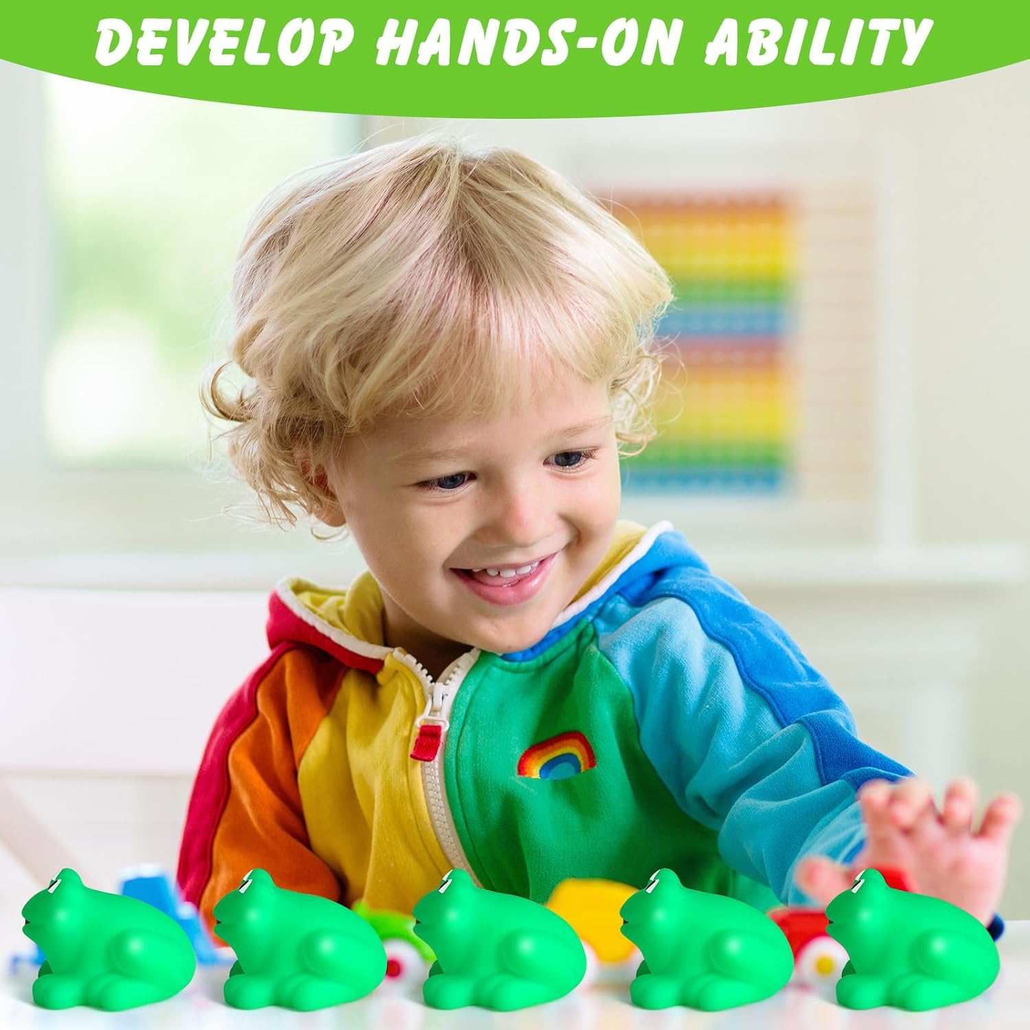 Mototo 120 PCS Rubber Frogs Little Squeaky Frogs Float Bath Toy Green Shower Swimming Bathtub Toy Easter Egg Stuffer for Hyundai Santa Cruz Jeep Game Prize Froggy Birthday Party Classroom School Decor