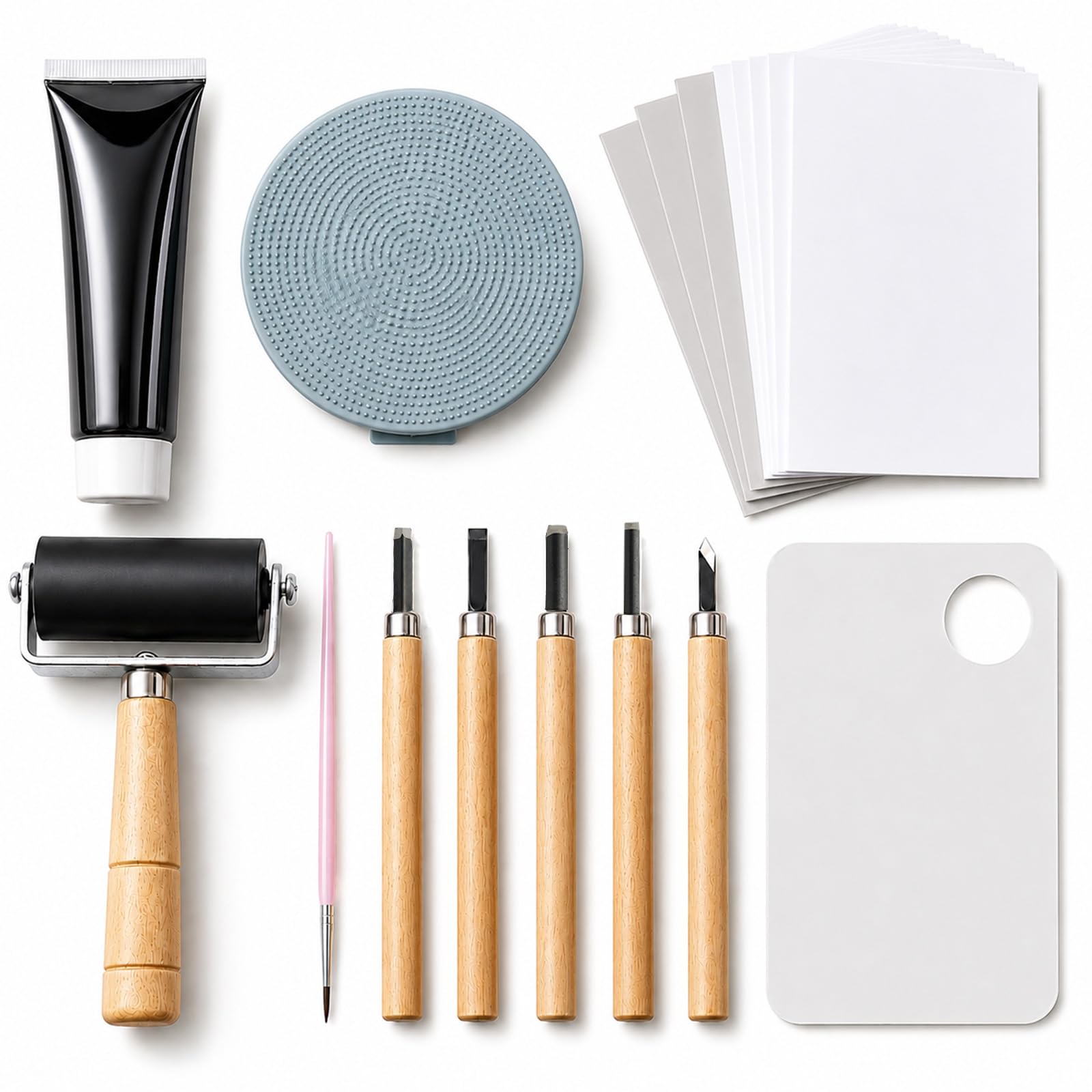 Linocut Kit for Beginers Linoleum Blocks for Board Carving Linocut Tools Stamp Printing Tools for Adults Art Craft Kits