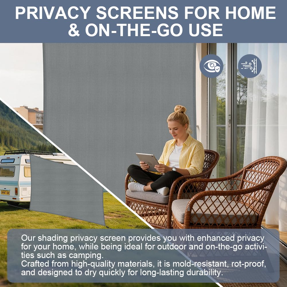Voile d'ombrage Rectangulaire, 3 x 4M Toile Ombrage Imperméable | Protection Solaire, Protection UV 90%, HDPE, Voile Ombrage Jardin avec Cordons, pour Patio,Terrasse,Balcon(Gris Foncé)