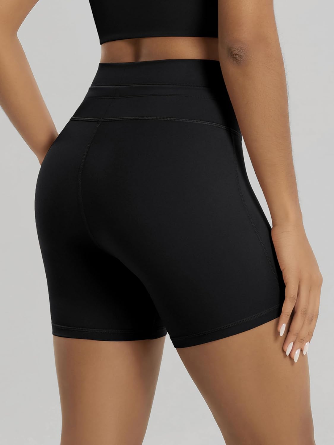 ODODOS Women's Drawstring Tie Daily Shorts 5" Inseam High Waist Workout Yoga Biker Shorts - Image 2