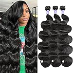 UDesire 12A Body Wave Bundles Human Hair(18 20 22inch) 100% Unprocessed Human Hair 3 Bundles Body Wave Brazilian Hair Bundles Weave Natural Black Color