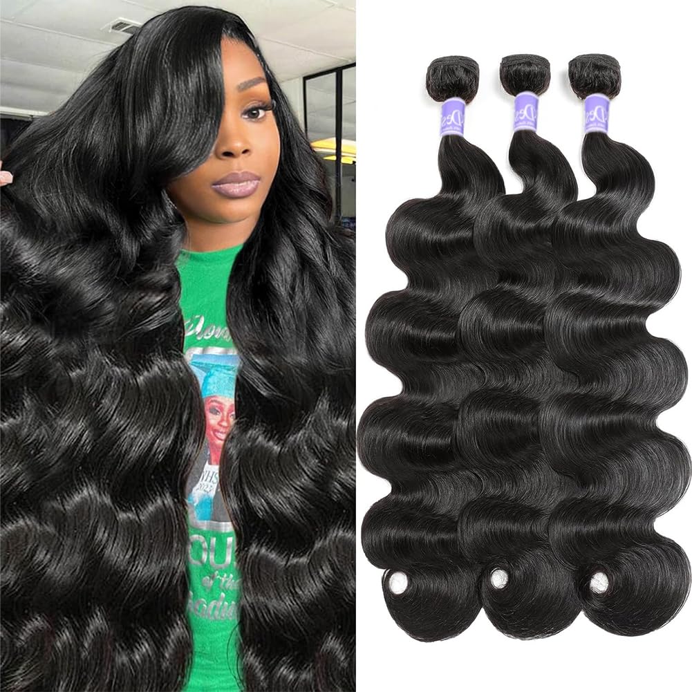 UDesire 16A Body Wave Bundles Human Hair(18 20 22inch) 100% Unprocessed Human Hair 3 Bundles Body Wave Brazilian Hair Bundles Weave Natural Black