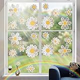 Obluchye 5 Sheets Daisy Window Stickers, Spring Flowers Reflective Window Clings, Daisy Suncatchers Anti Collision Static Window Decals for Prevent Bird Strikes Display Shop Office Supplies - 7