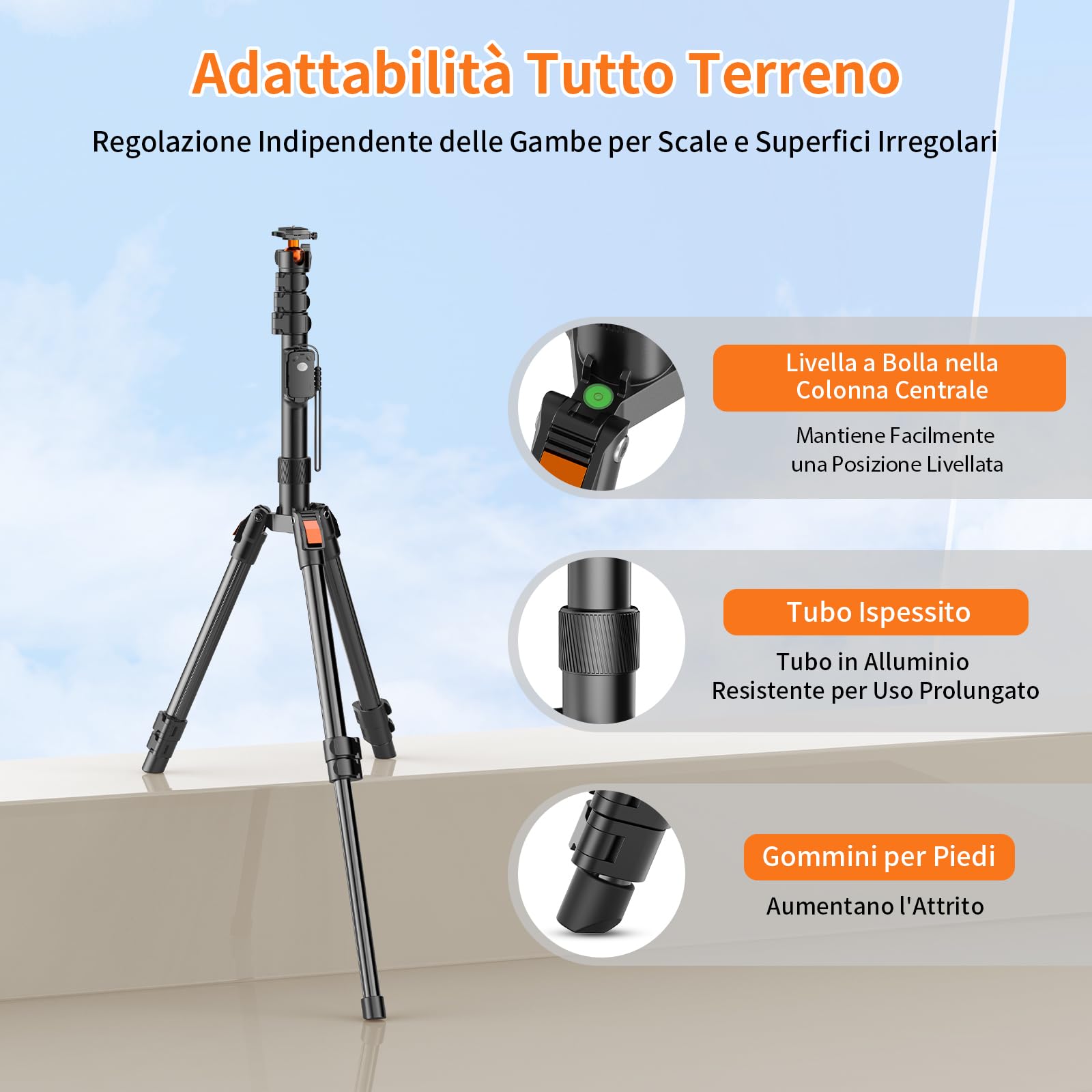 XXZU 191cm Treppiede per Fotocamera, Treppiede Smartphone con Telecomando in Alluminio, Tripod con Supporto per Telefono e Testa a Sfera a 360°, per Fotocamera/Smartphone/Anello Luce/Proiettore