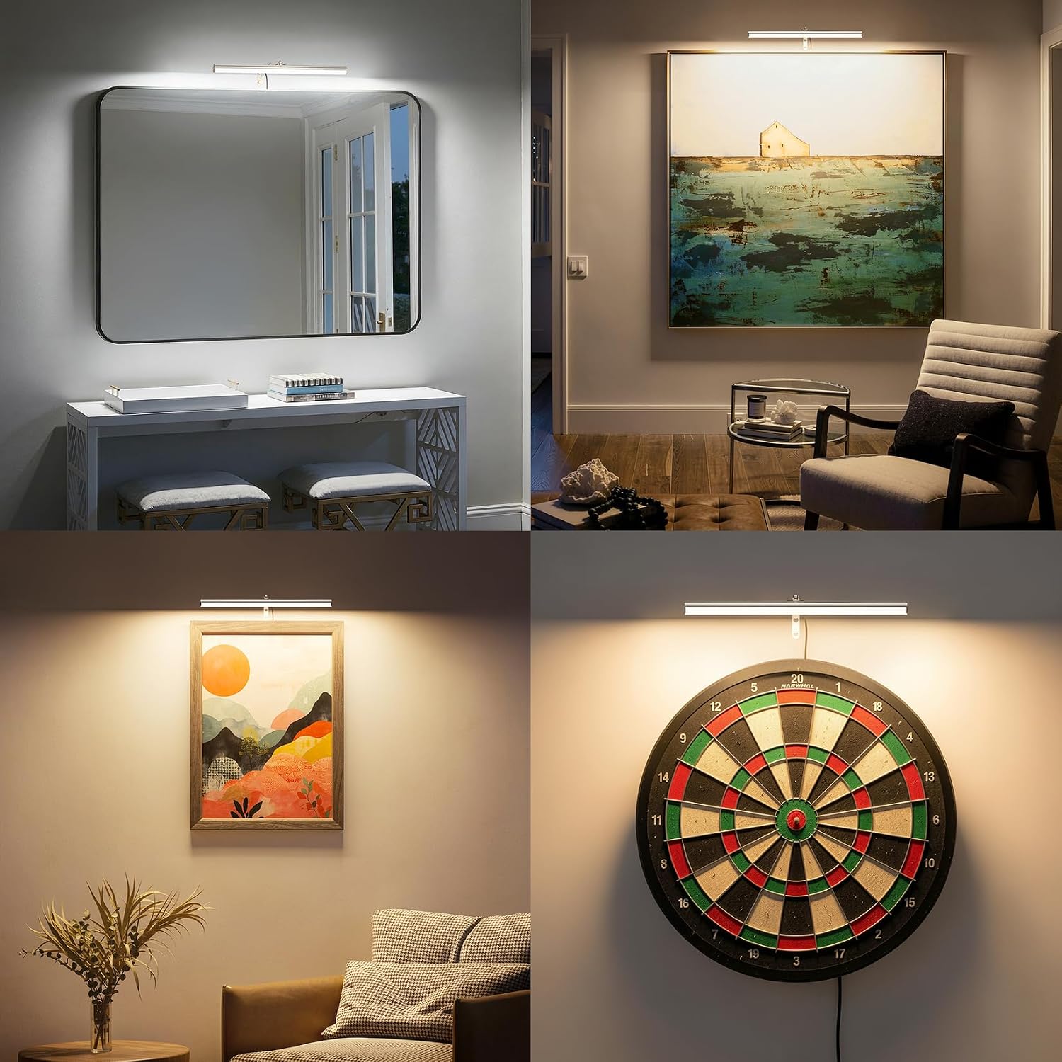 5W Plug in Picture Lights for Wall, 16" Adjustable LED Picture Light Art Light with Remote Control, 3CCT Dimmable Art Wall Light for Picture Display Frame Dartboard Art Work (Nickel)