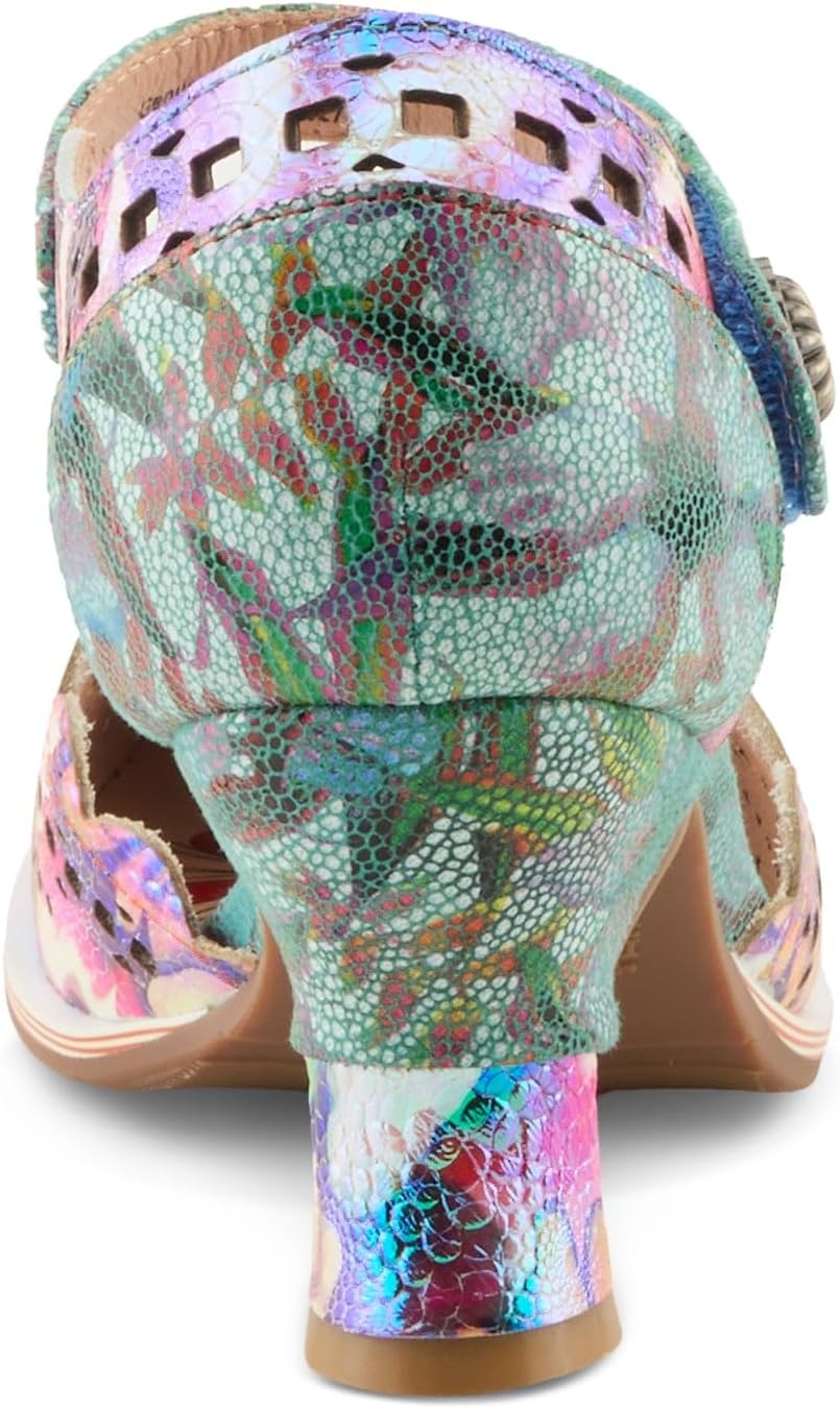 Spring Step L'Artiste Women's Luxe Laser Cut Out Dress Shoes | Leather-Wrapped Salsa Heel, Hook and Loop Closure image 5