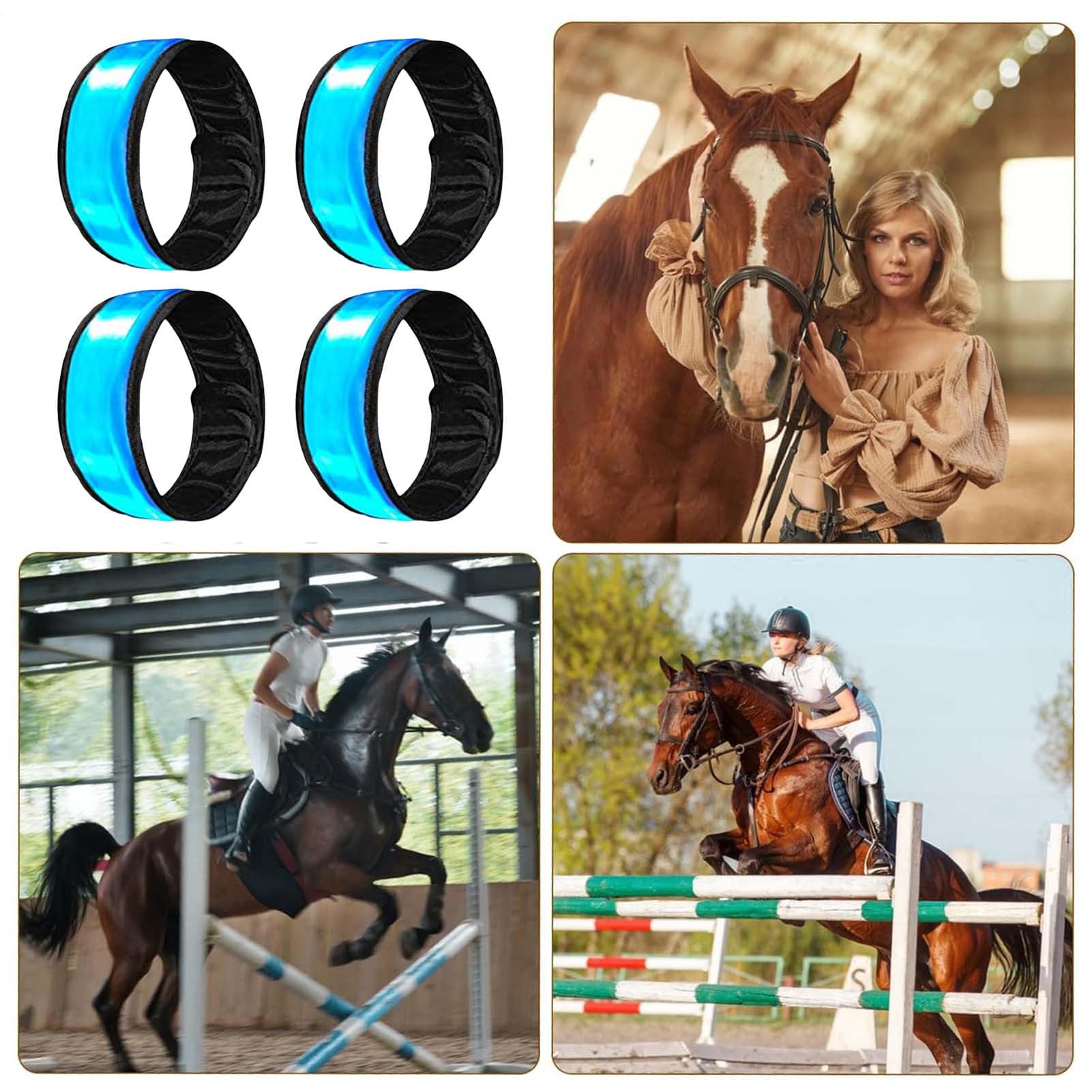 Generisch Pferdebeinbänder - 4 Stück Zubehör Für Tiere Mit Hoher Sichtbarkeit | LED Beleuchtung Pferdeknöchelriemen,Für Das Reiten Bei Nacht, Paraden, Farmen, Ranches, Ställe, Zirkus Und