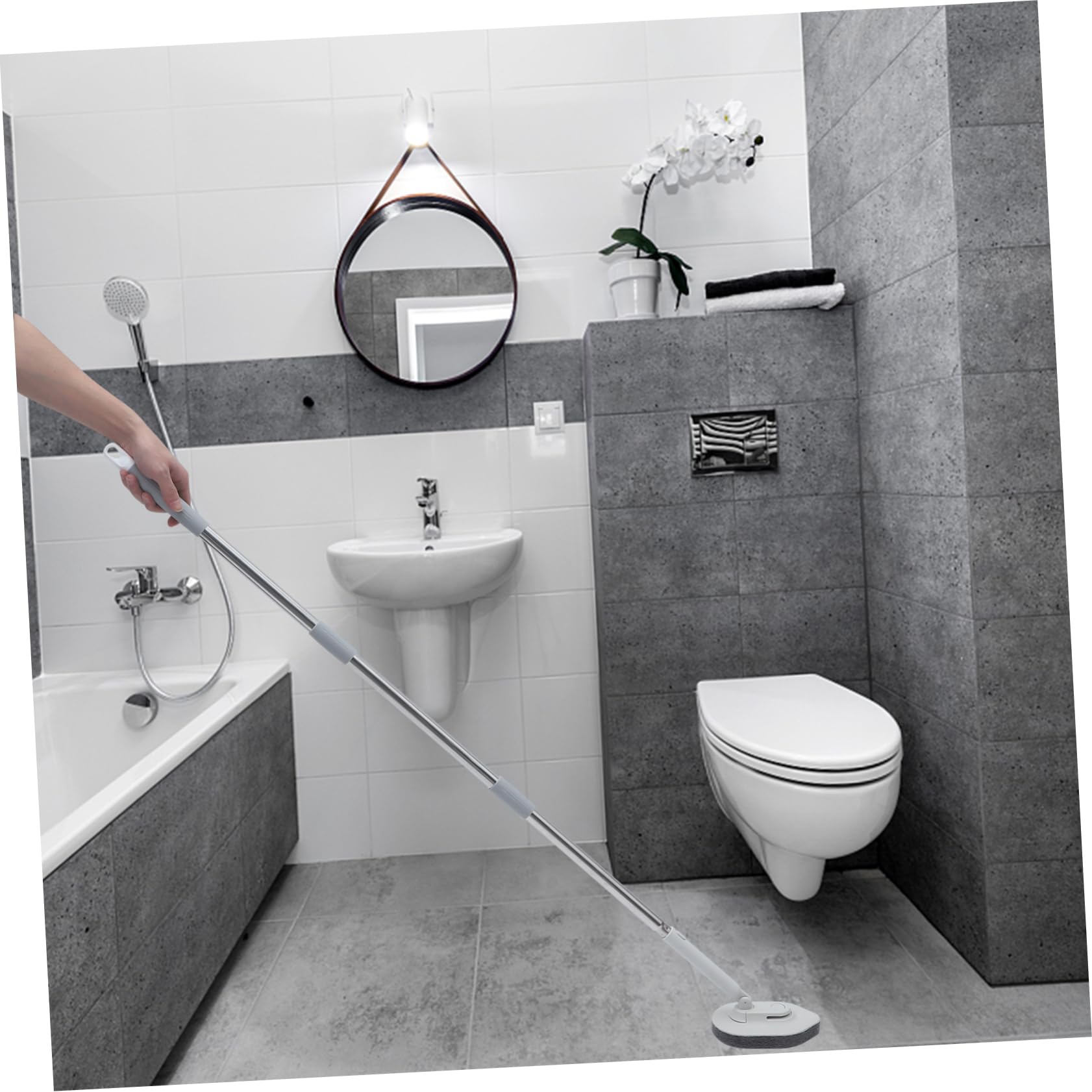 Anneome Cepillo Para Fregar Pisos y Ducha Mango Resistente Diseño Práctico Para Limpieza Seca y Húmeda