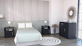 Space Saving 3-Piece Bedroom Set: Cabinet with 4 Drawers & 2 Nightstands...