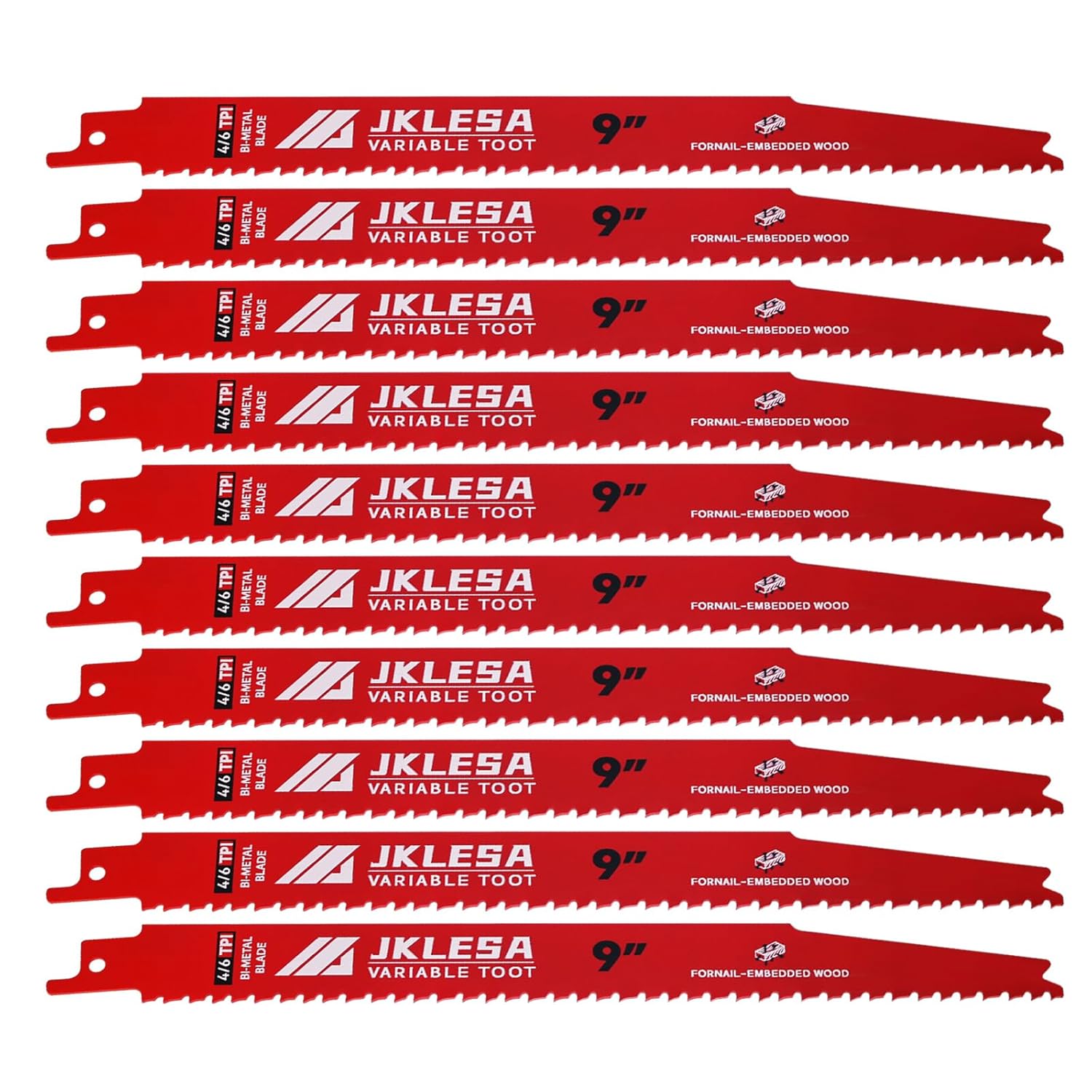 25 Pack 9 inch 4/6 TPI Reciprocating Saw Blade, M42 Steel Cobalt Bi-Metal Reciprocating Saw Blade for Nail-Embedded Wood and Clean Wood, 2/1in Shank Design is Compatible with Major reciprocating Saw