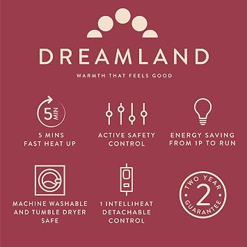 Dreamland Hygge Days Electric Blanket – Heated throw - Fallow Deer Print, Luxury Faux Fur, Fast heat up, 6 temperature settings, 1/3/9-hour auto timer, Electric throw, Machine Washable, 160x120cm