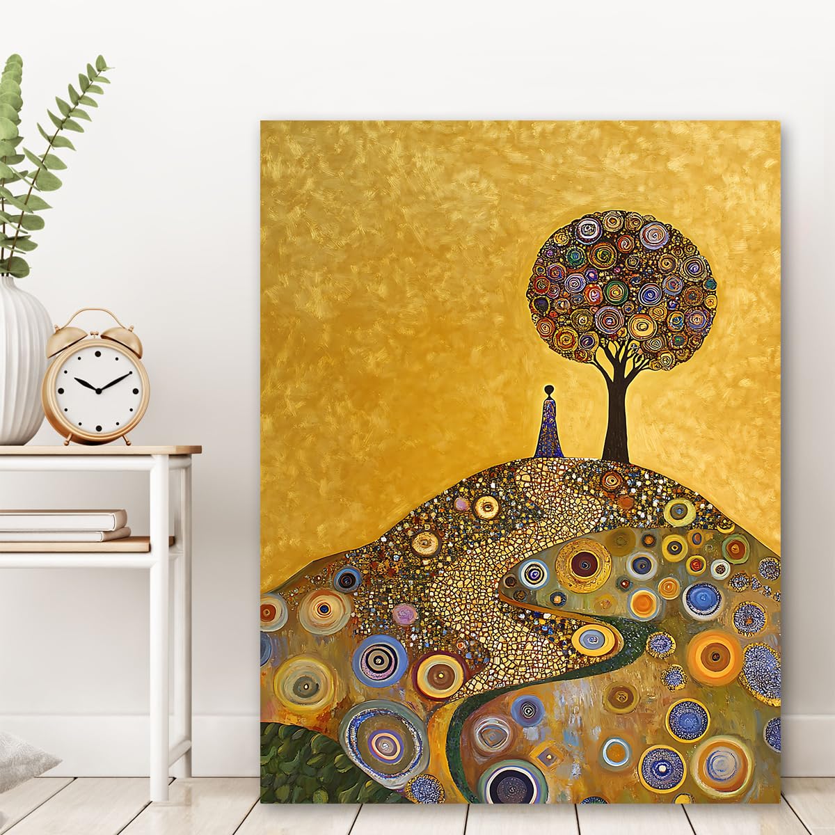 Via Vela Arte mural de lienzo paisajístico abstracto La chica bajo el árbol Grabados elegantes de cartel enmarcado y mural para decoración de baño 60x80cm