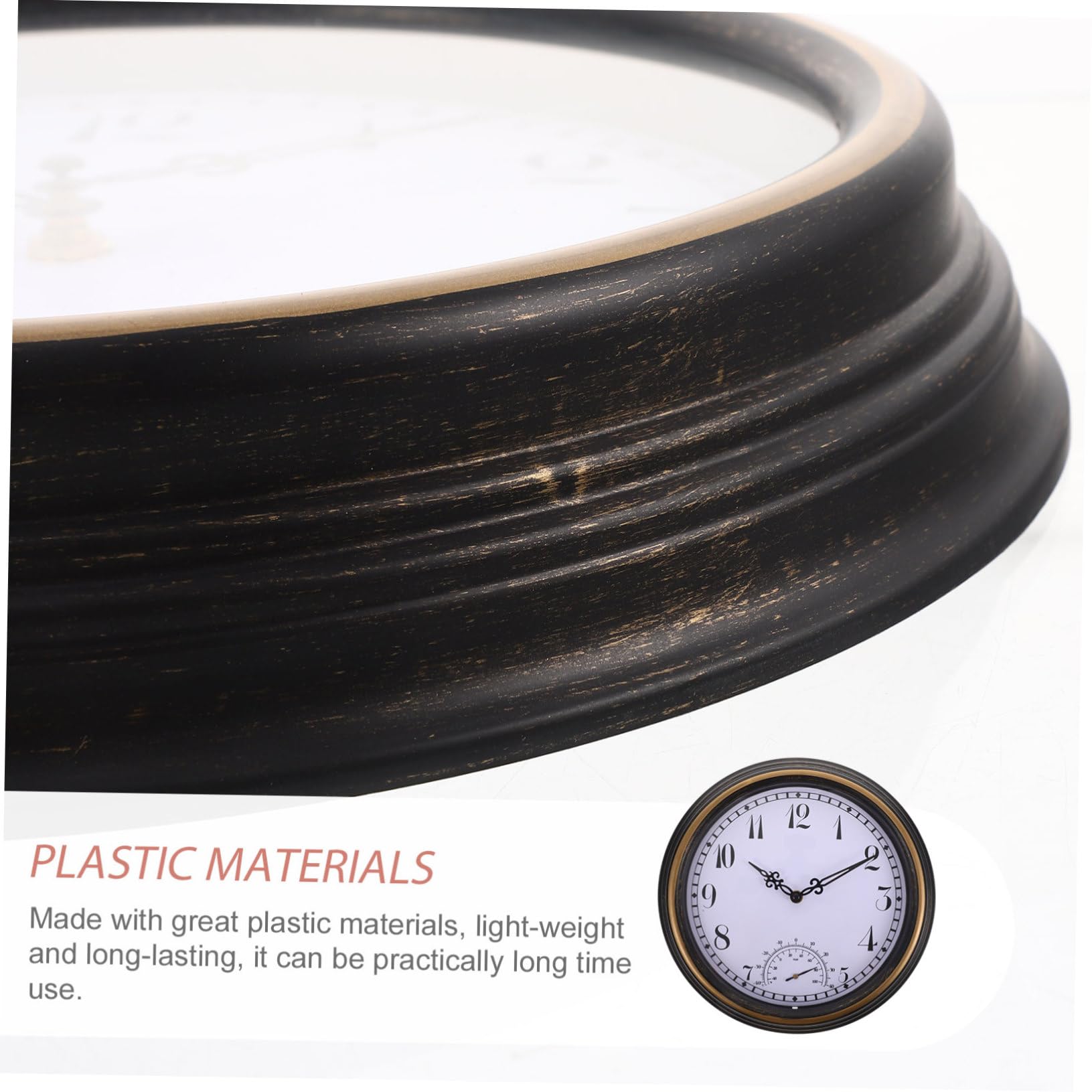 IMIKEYA Orologio Da Parete Con Termometro Decorazione Per Interni Ed Esterni Design Classico Per Cucina e Giardino Misura Temperature Da Compatte Per Casa e Ufficio