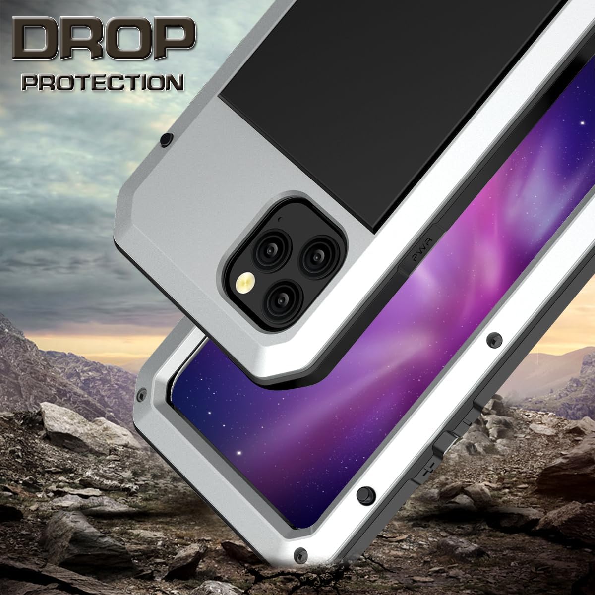 Wefor for iPhone 11 Pro Max Metal Case,Heavy Duty Shockproof Aluminum Alloy Tough Armour Military Grade Phone Case,360 Full Body Protective Cover with Silicone Built-in Screen Protector (Silver)