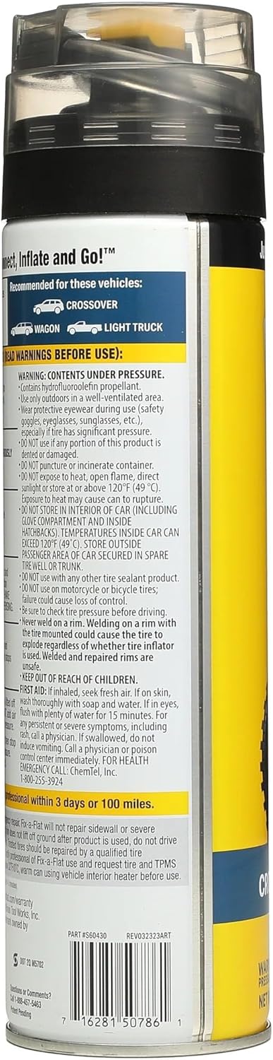 Aerosol Tire Inflators - For Large Sized Tires Found on Crossovers & Station Wagons - 20 oz (Pack of 3)