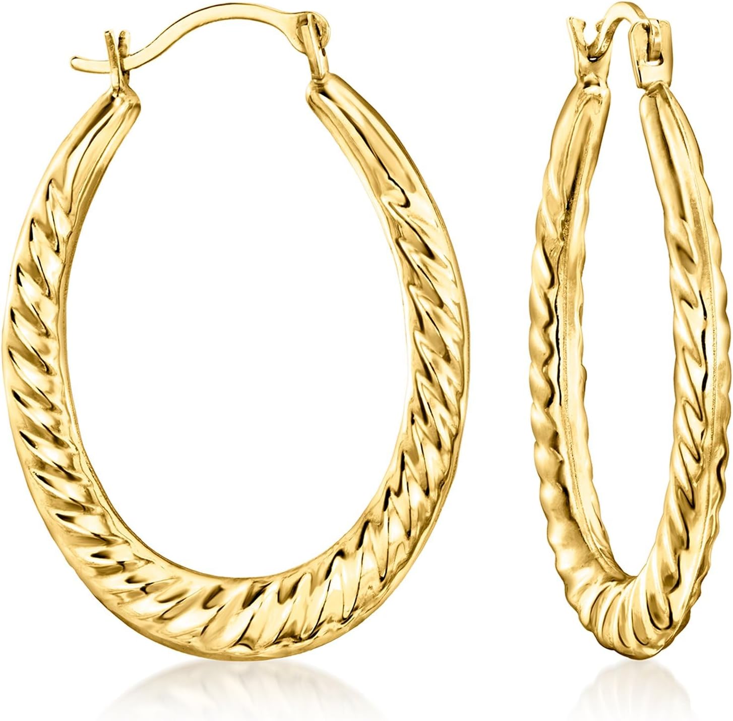 14kt Jaune Or Tordu Ovale Boucles d'oreilles par Senegal Ubuy