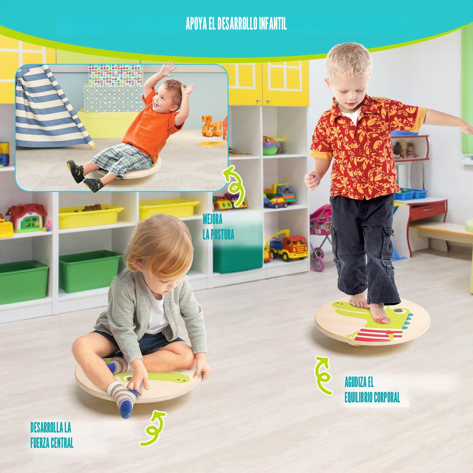 Tabla de Equilibrio de Madera para Niños, Balance Board para Niños, Piedras de Equilibrio para Entrenamiento de Equilibrio en Interiores y Exteriores