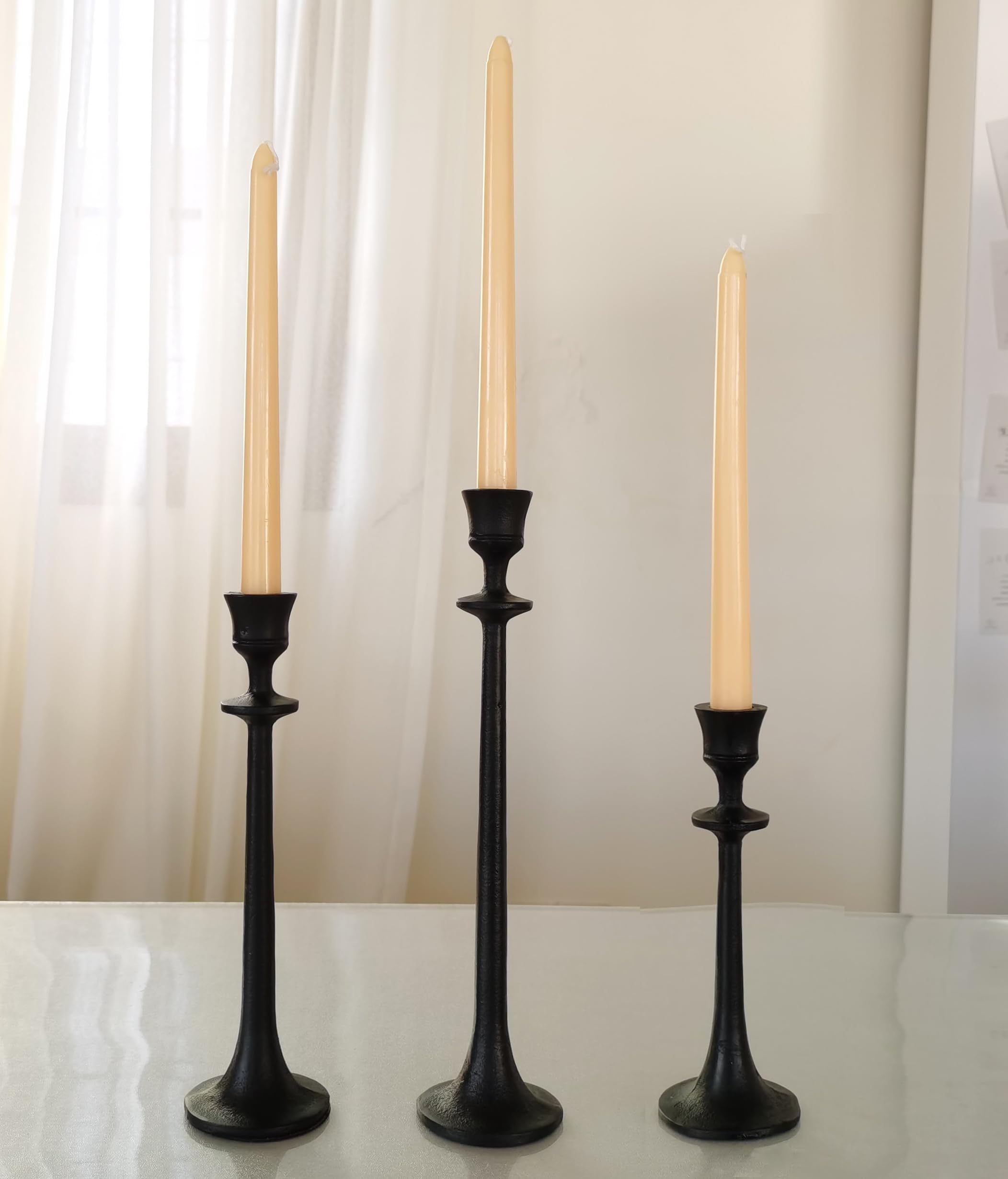 Kerzenhalter aus Eisen, 3 Stück, dekorativer Kerzenständer, Kerzenhalter für Hochzeit, Abendessen, Party, Schwarz
