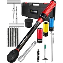 ATsafepro 1/2" Drive Torque Wrench Set, 10-170 ft-lb 3% Accuracy, 72-Tooth Click Torque Wrench with 17/19/21mm Lug Nut Sockets, Extension Bar, Tire Pressure Gauge & 20pcs Flat Tire Repair Kit for Car