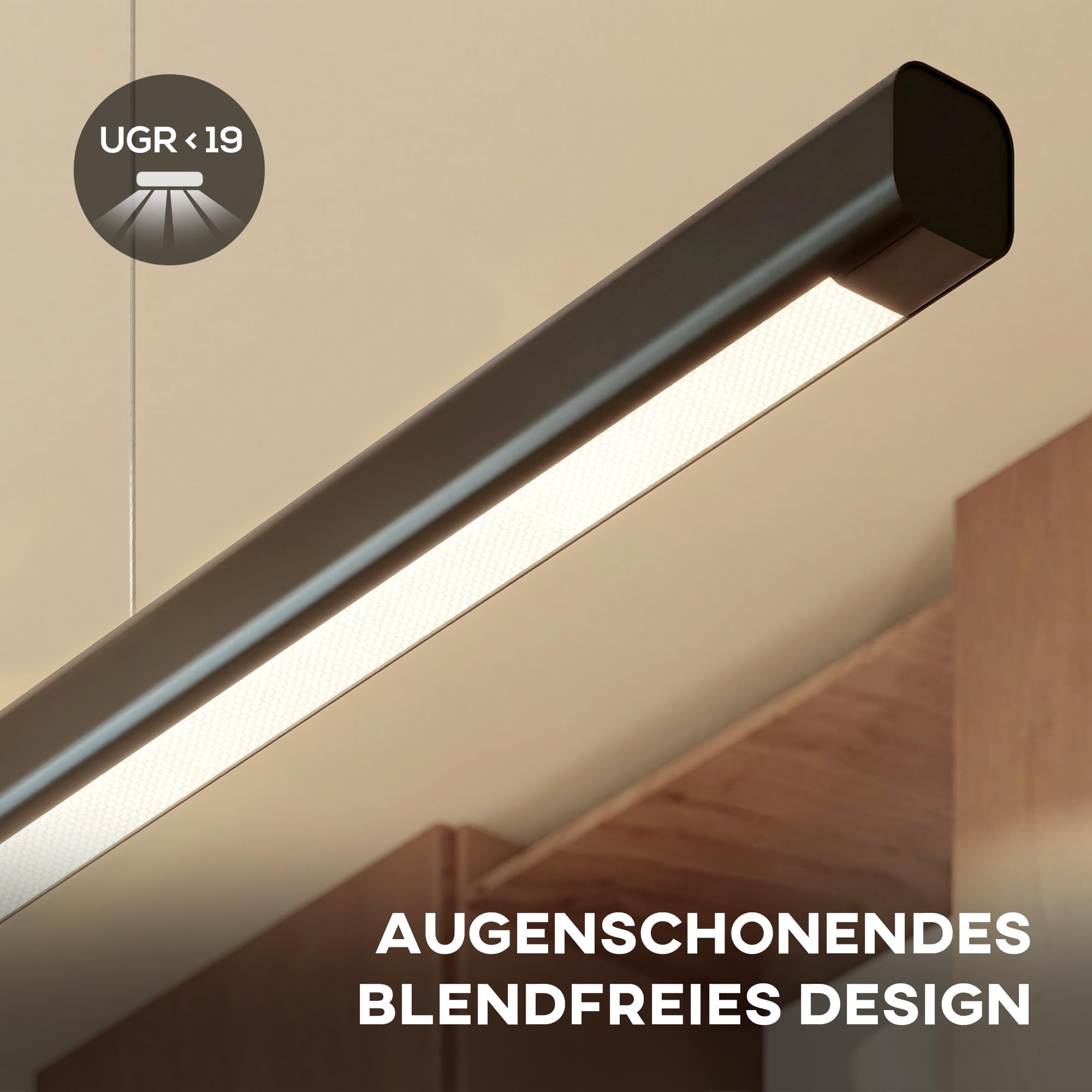 HOMCOM LED Pendelleuchte 114 cm dimmbar höhenverstellbar Hängeleuchte mit Fernbedienung, Memory-Funktion, Nachtmodus Pendellampe Linear design Wohnzimmerlampe Hängend für Esstisch Esszimmer