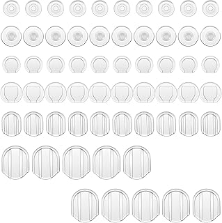 60Pcs Comfort Earring Backs Replacements, 6Size Clip on Earring Backs, Silicone Earrings Cushions Pads for Earrings(Clear)