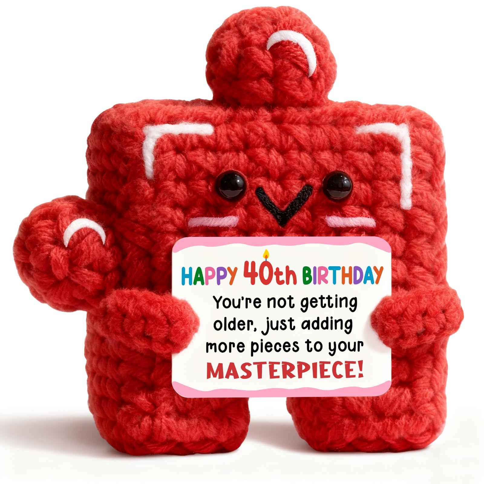 Sayregifty 40th Birthday Gifts for Women Men, Funny 40 Year Old Bday Gift Ideas, Unique Crochet Puzzle Piece Decor, Happy 40th Birthday Decorations Gifts for Best Friend, Mom, Dad — image 1