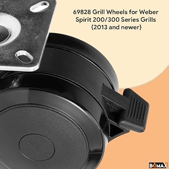 69828 Grill Wheels for Weber Spirit 200/300 Series Grills (2013 and Newer), 69828 Locking Caster with Up Front Controls for Weber Spirit Grill Parts E-310 E-210 for Weber Grill Wheels Replacement