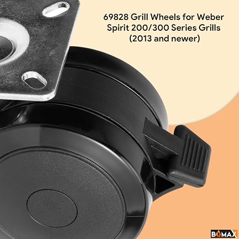 69828 Grill Wheels for Weber Spirit 200/300 Series Grills (2013 and Newer), 69828 Locking Caster with Up Front Controls for Weber Spirit Grill Parts E-310 E-210 for Weber Grill Wheels Replacement
