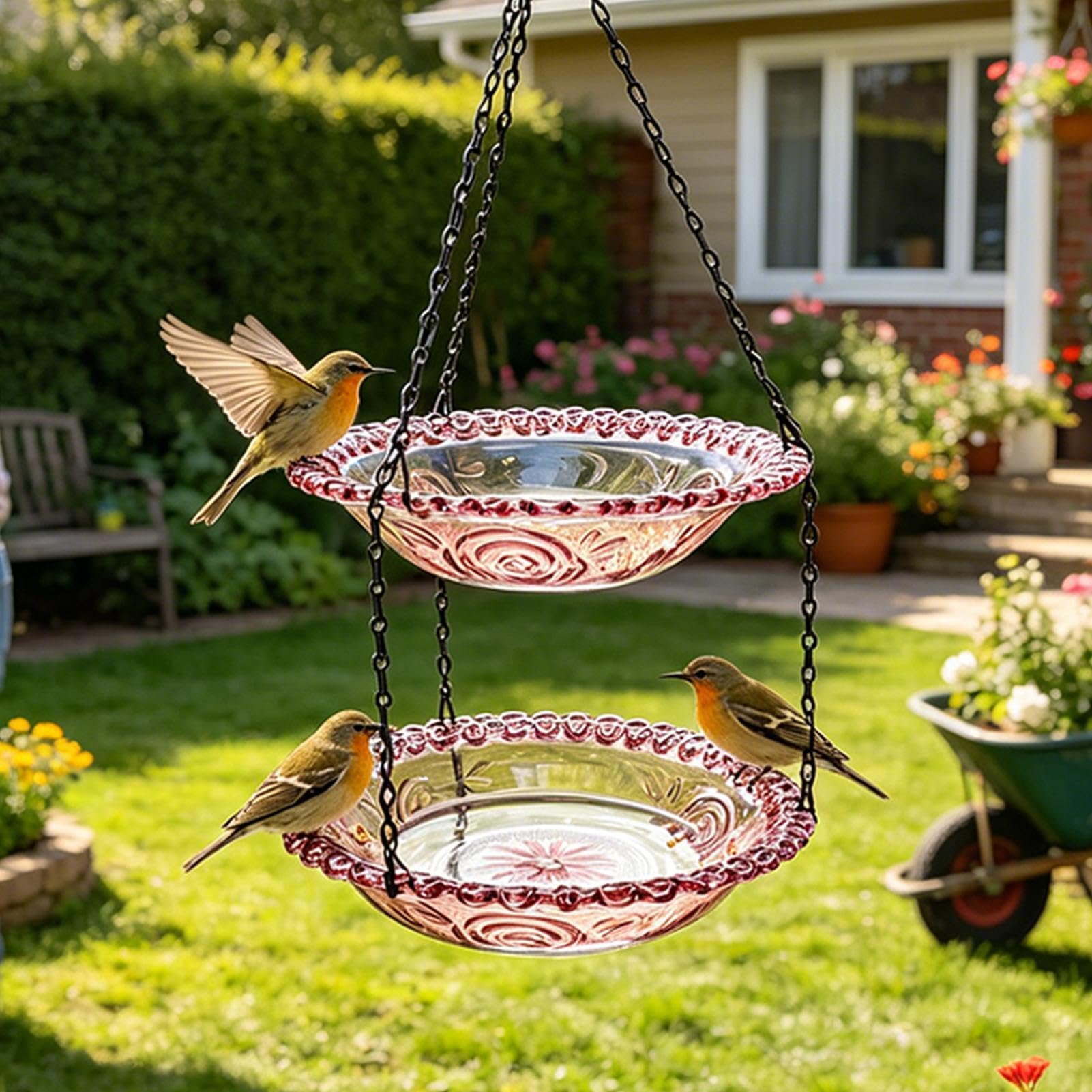 Baño y comedero para pájaros, comedero de agua para colibríes, para jardín, patio, balcón, porche, observadores de aves, amantes de la naturaleza