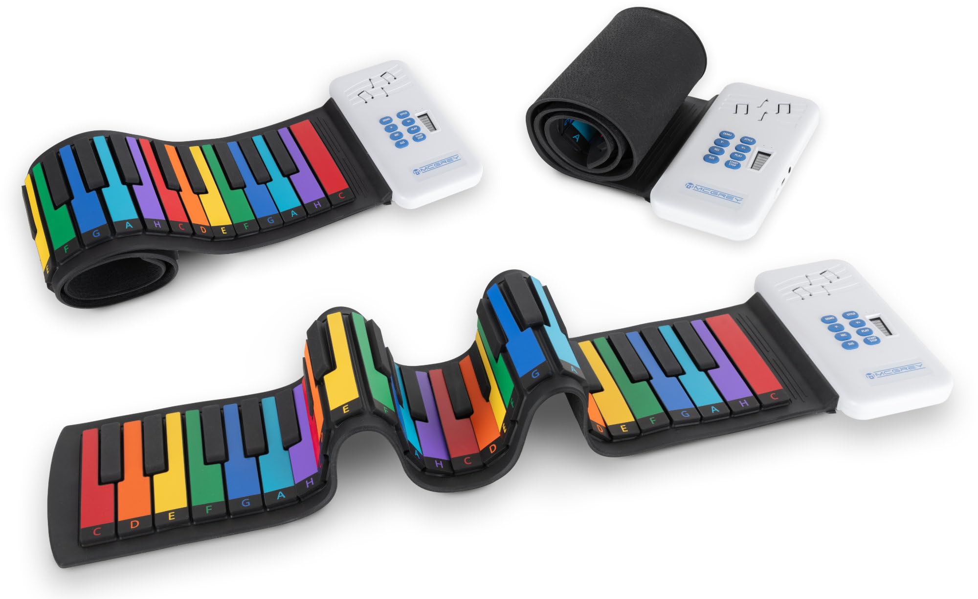McGrey RA-49 Roll-Up Piano dla dzieci, łatwy transport, wakacje, urodziny dzieci i pokój dziecięcy - odpowiedni dla dzieci i dorosłych - wbudowany akumulator