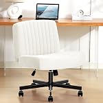 Chaise Cross Criss, chaise de bureau rembourrée Cross Legged,Brown,Ultra Tissu souple, sans arme,Coussin de ressort de poche,Ajustable,Tilting,Wider ordinateur Bureau Vanity Chaise